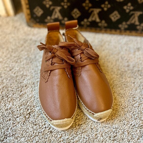 See by Chloe Duncan Leather Espadrilles Sneakers Shoes, Brown - Picture 2 of 5